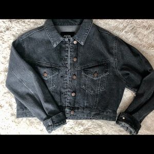 Gray Cropped Oversized Jean Jacket